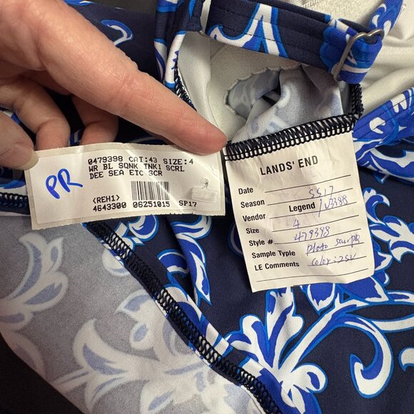 Lands' End Square Neck Tankini Swimsuit Top - Size: 4 - NWT - Picture 5 of 6